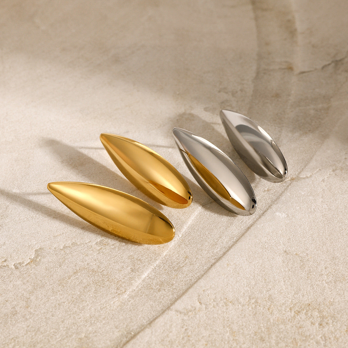 Minimalist 18K Gold Plated Teardrop Stainless Steel Earrings