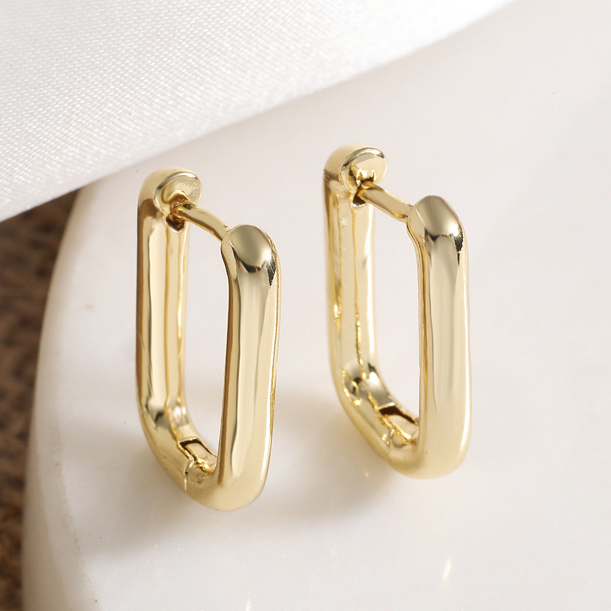 Minimalist Vintage 18K Gold Plated Brass Geometric Heart Earrings