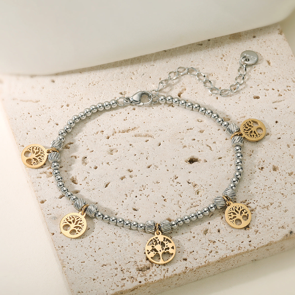 Color Block Geometric Stainless Steel Plated Bracelet with Cubic Zirconia for Women