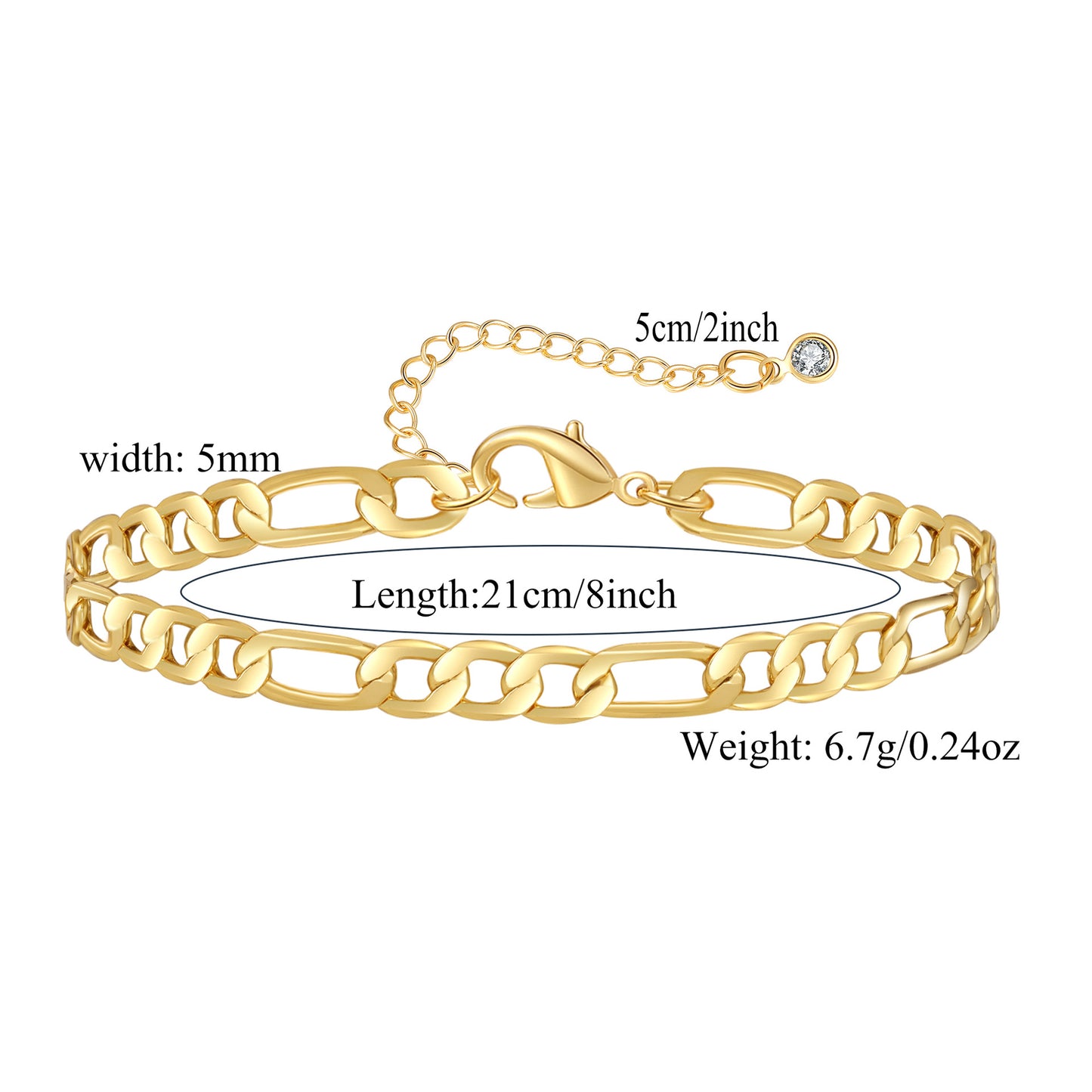 Minimalist Gold Plated Brass Geometric Cuban Link Chain Anklet for Women