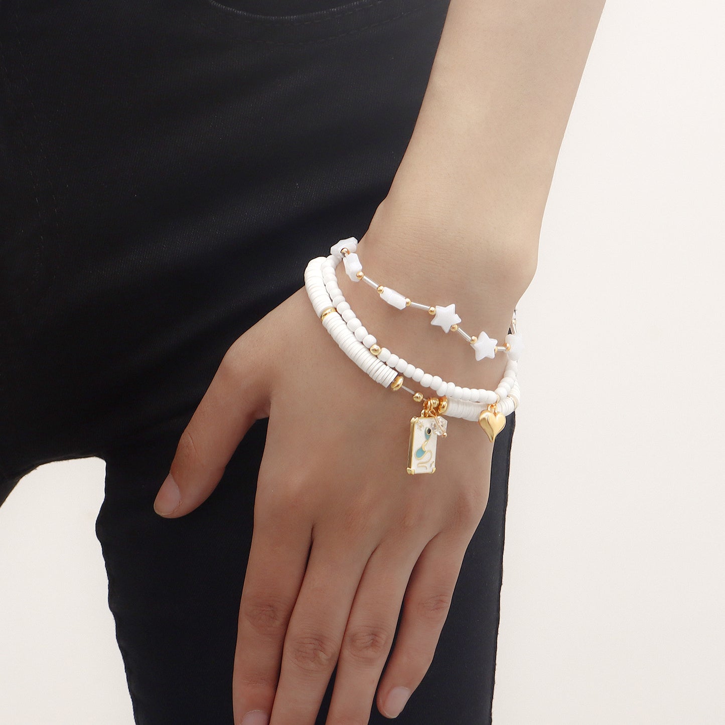 Bohemian Style Geometric Shape Alloy Bracelet Set with Plated Finish for Women