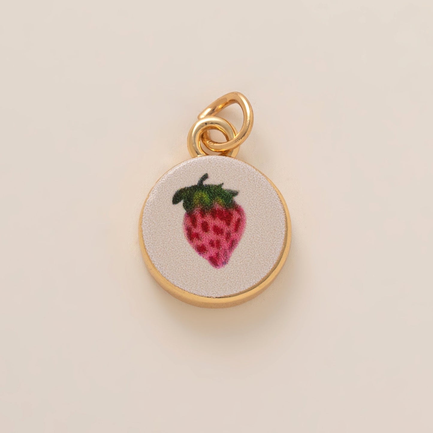 Sweet Vintage Heart Strawberry and Tulip Enamel Brass Shoe Charm