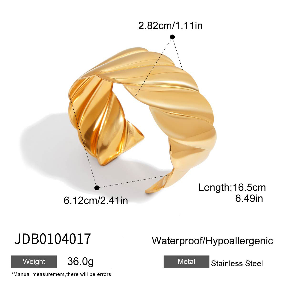 Elegant 18K Gold Plated Geometric Hollow Titanium Steel Bracelet for Women