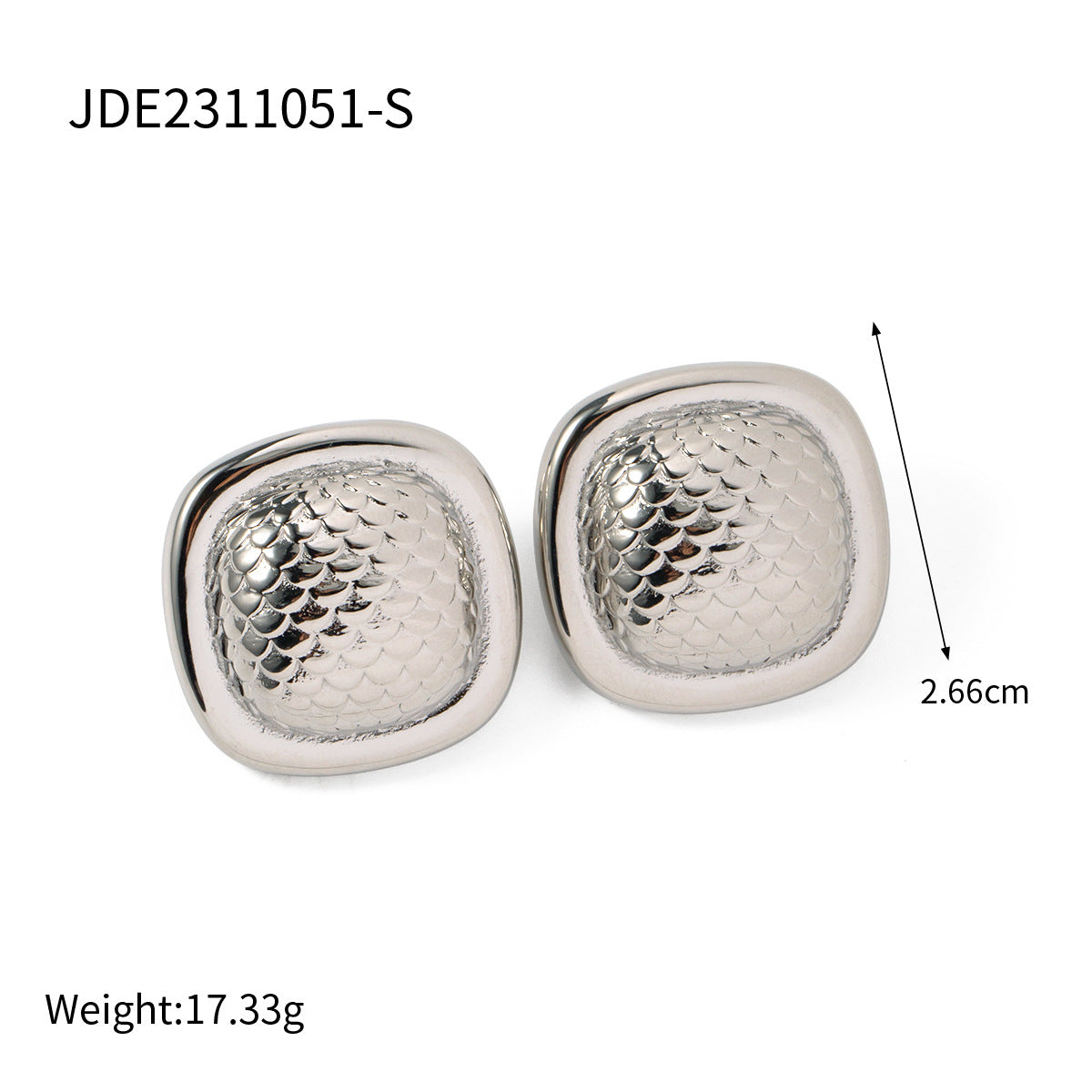 Unique Asymmetric Ins Style 18K Gold Plated Stainless Steel Fish Scale Ring Earring Bracelet Set for Women