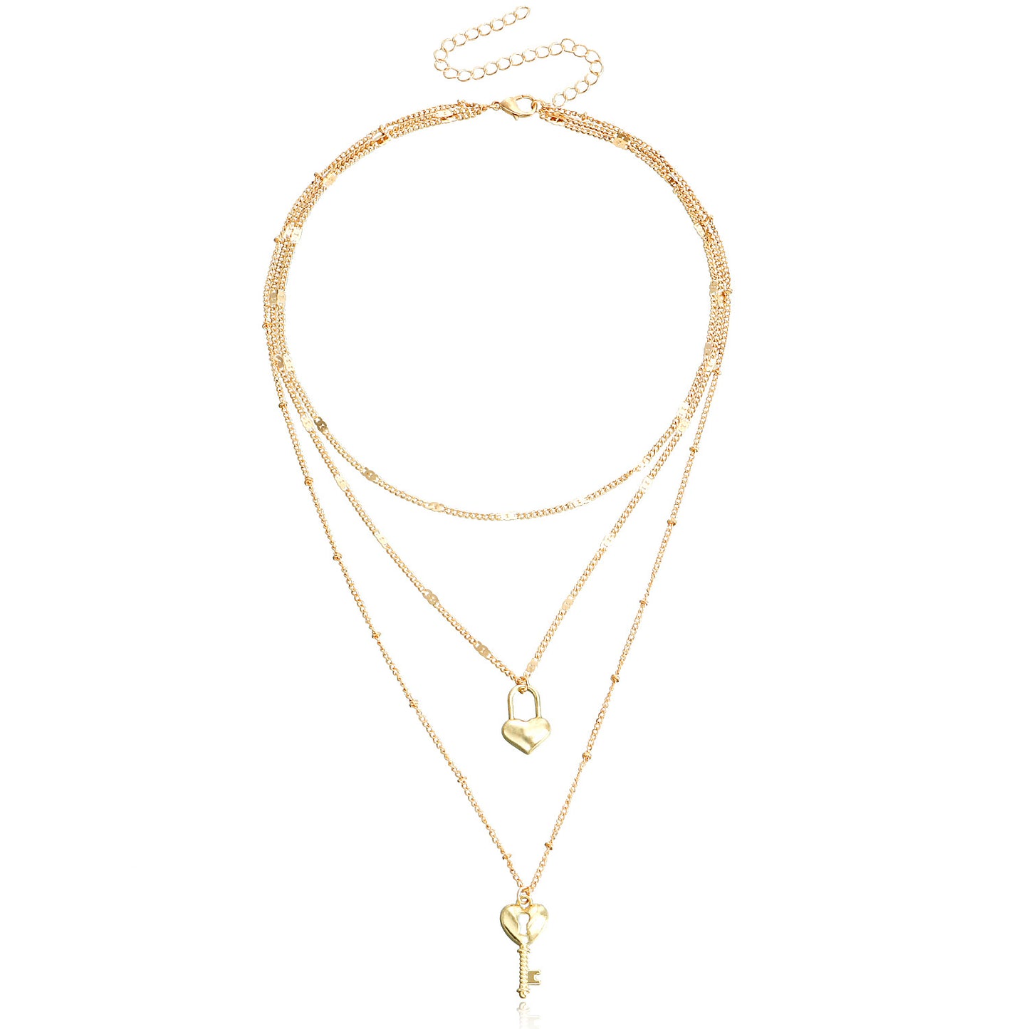 Minimalist Heart-Shaped Alloy Pendant Necklace with Plated Finish and Multi-Layer Clavicle Chain