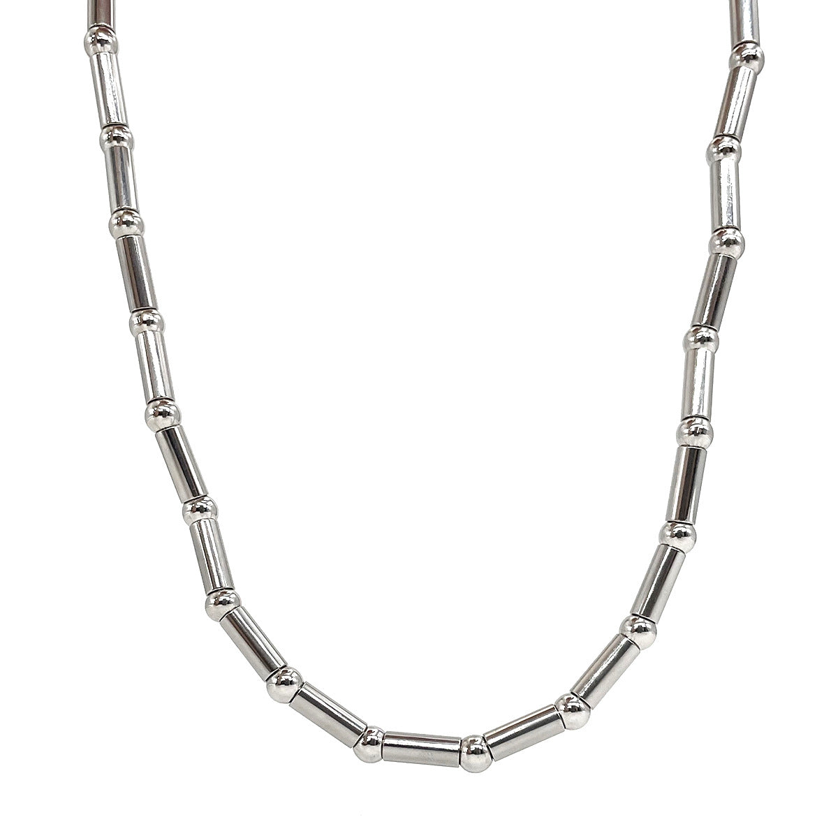 Collar Minimalista de Titanio y Acero con Diseño de Bambú en Forma de U para Hombre y Mujer, Cadena Versátil para Superposiciones en Suéteres y Clavícula