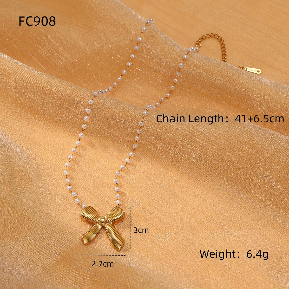 Minimalist Bow-Shaped Titanium Steel Necklace for Women with Plated Finish and Stainless Steel Pendant