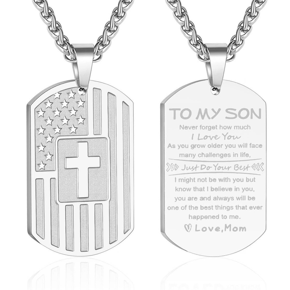Collana con pendente a croce in acciaio inossidabile lucidato e acciaio al titanio con forma geometrica per uso quotidiano