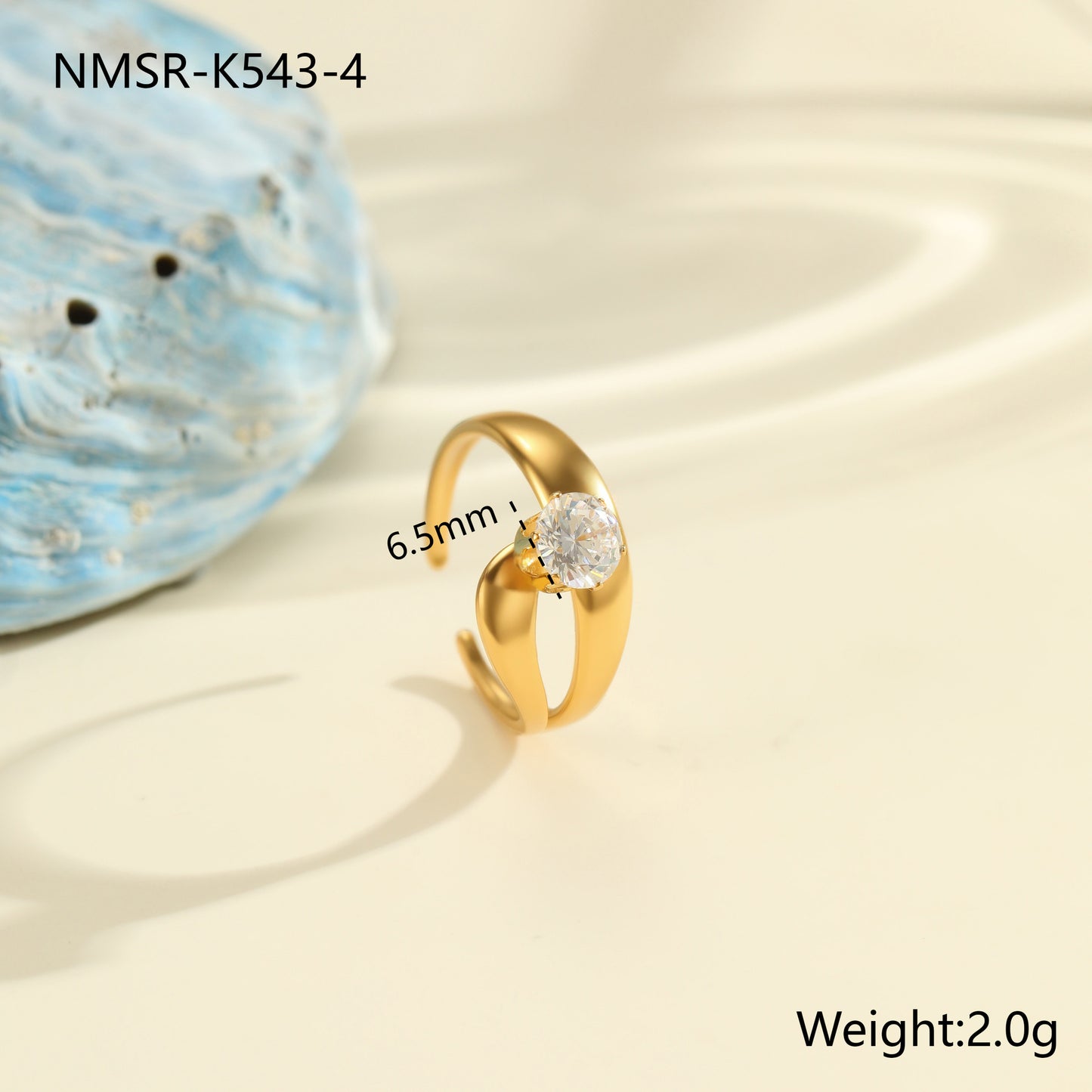 Anello geometrico minimalista da donna in acciaio inossidabile con placcatura in oro 18K e intarsio di zirconi