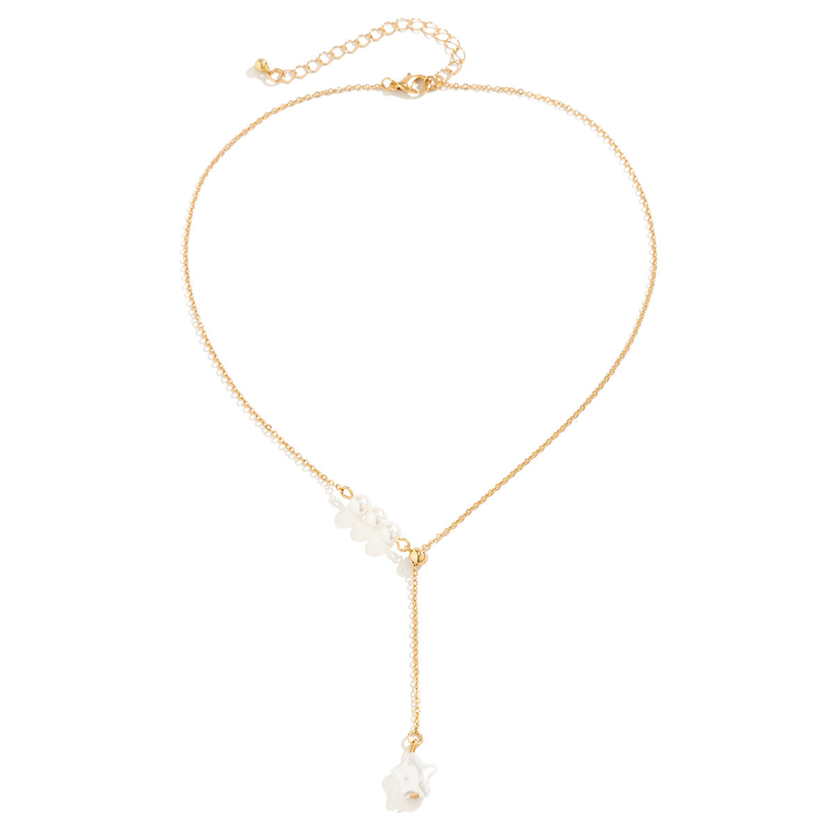 Minimalist Star-Shaped Imitation Pearl Pendant Necklace with Plated O-Chain for Women
