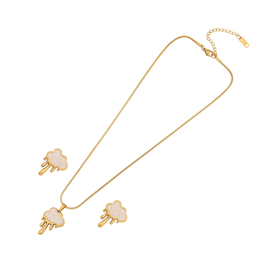 Collar colgante de nube juguetona con flecos largos de acero inoxidable y acabado chapado para mujer