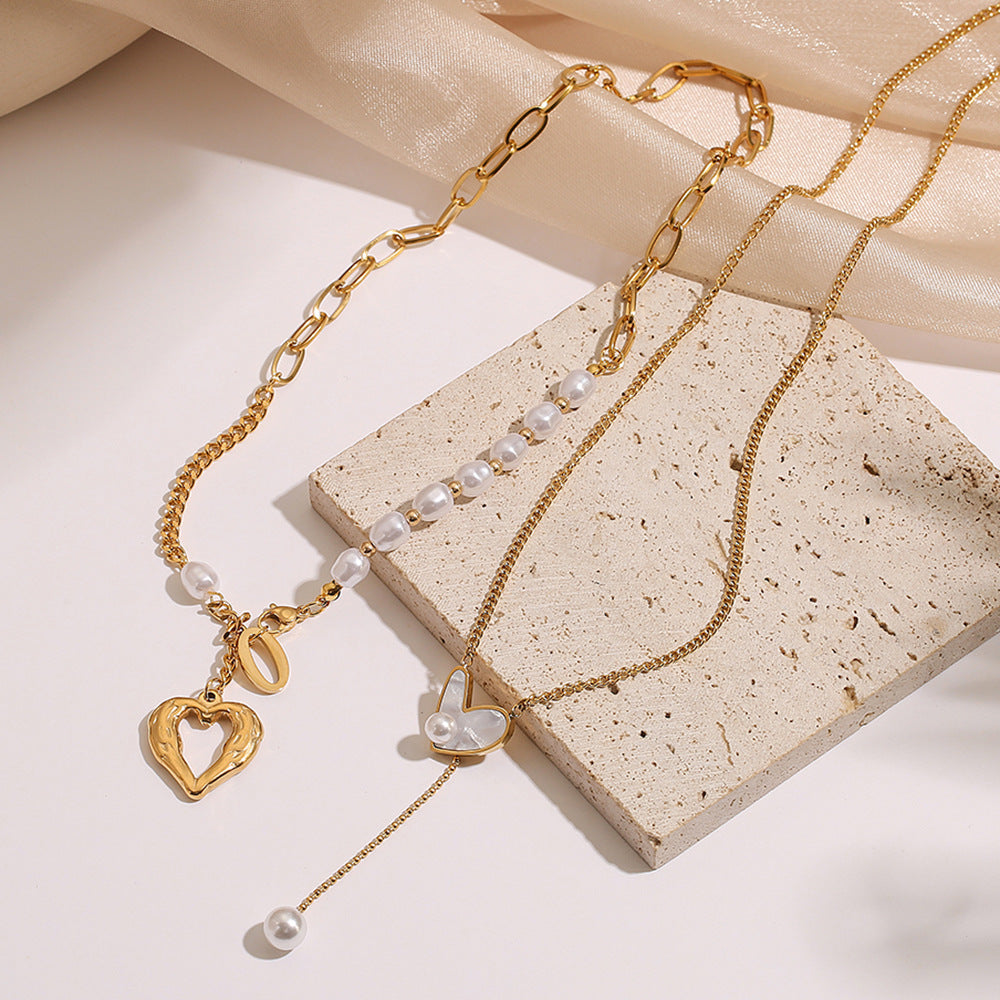 Minimalist Luxe Heart-Shaped Titanium Steel Pendant Necklace for Women with Geometric Design and Versatile Styling