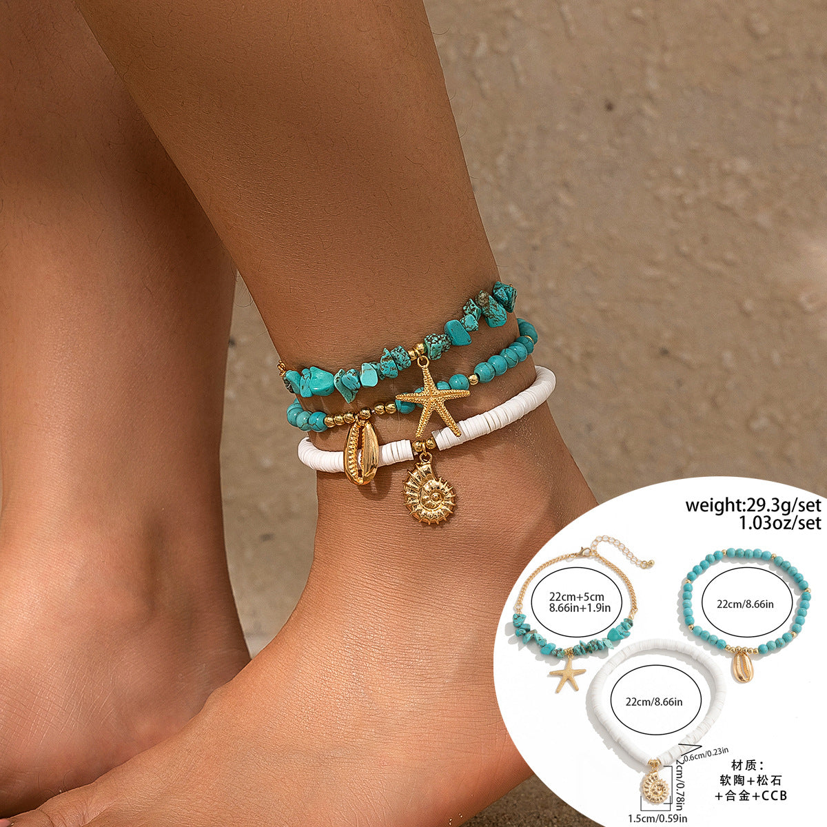 Collana da Donna in Lega con Pendente a Stella e Forme Geometriche, Stile Vacanza, con Nappe