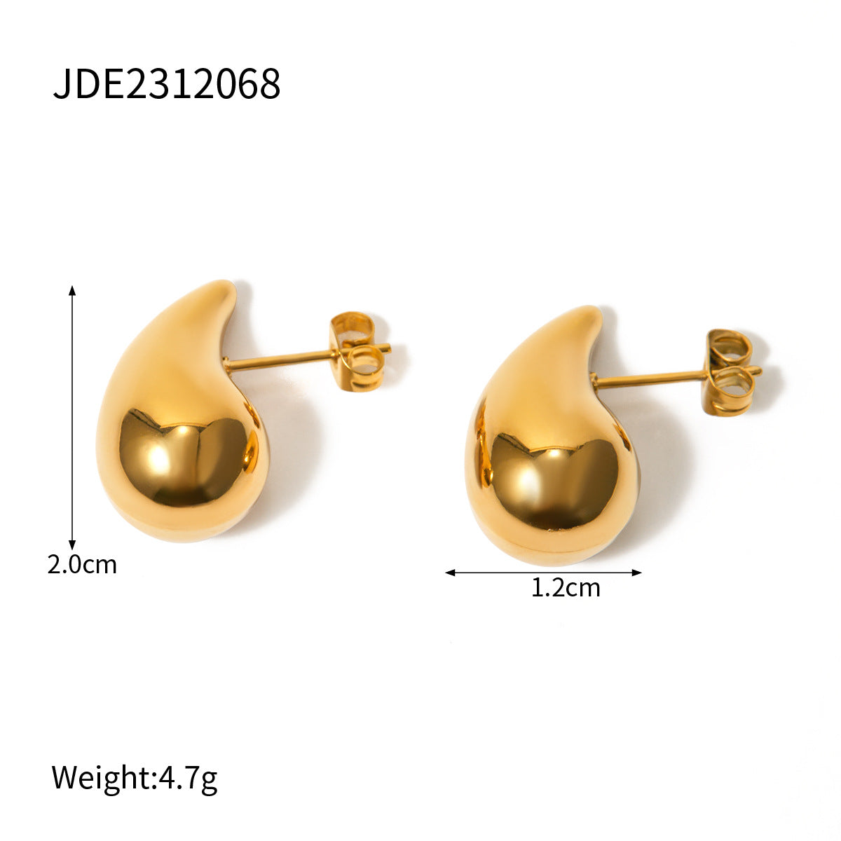 18K Gold Plated Geometric Round Stainless Steel Stud Earrings for Women