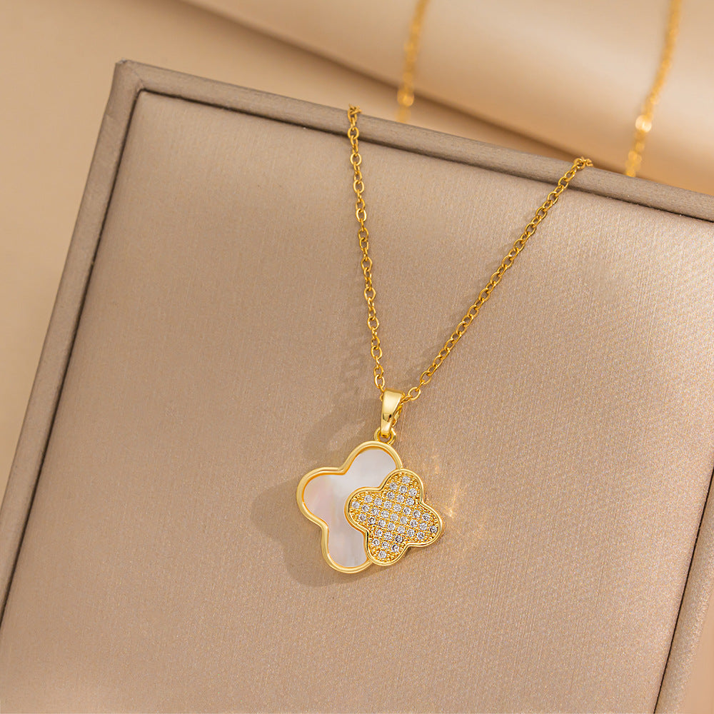 Minimalist Geometric Titanium Steel Necklace for Women with Gold Plating Locket Chain Fashion Accessory
