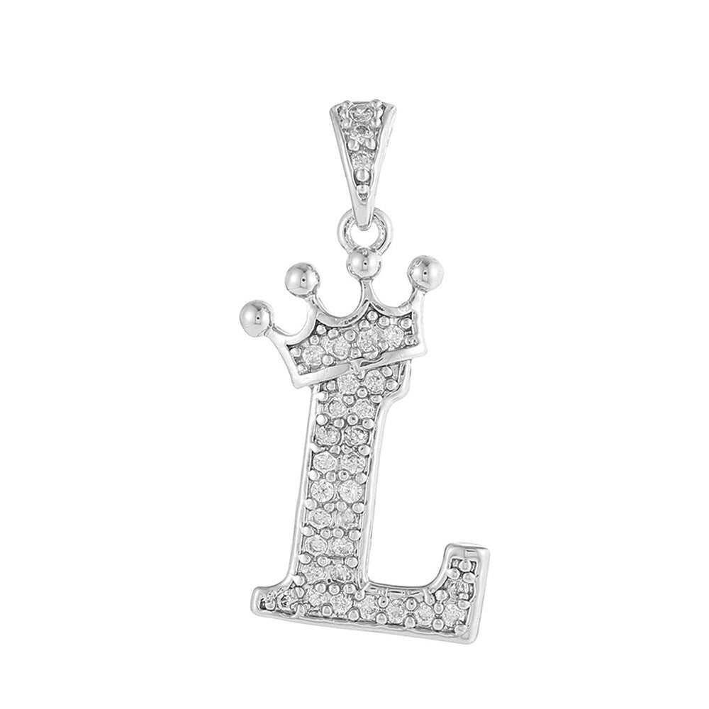 Silver Plated Brass Cubic Zirconia Inlaid Letter Charm Bar for DIY Necklace Bracelet