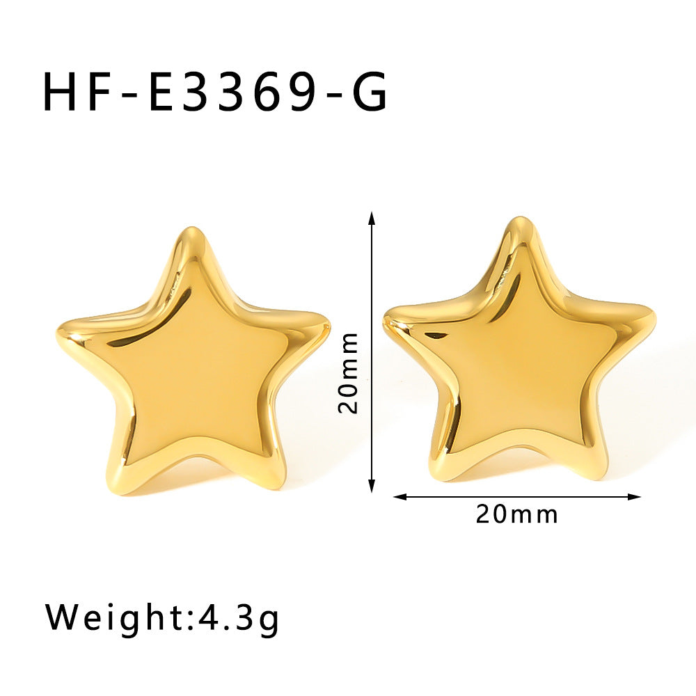 Minimalist Five-Pointed Star Stainless Steel Earrings for Women with Gold Plating and Silver Plating Options