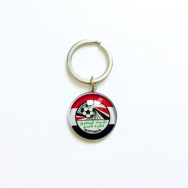 Sporty Round Stainless Steel Keychain National Football Team Souvenir Gift