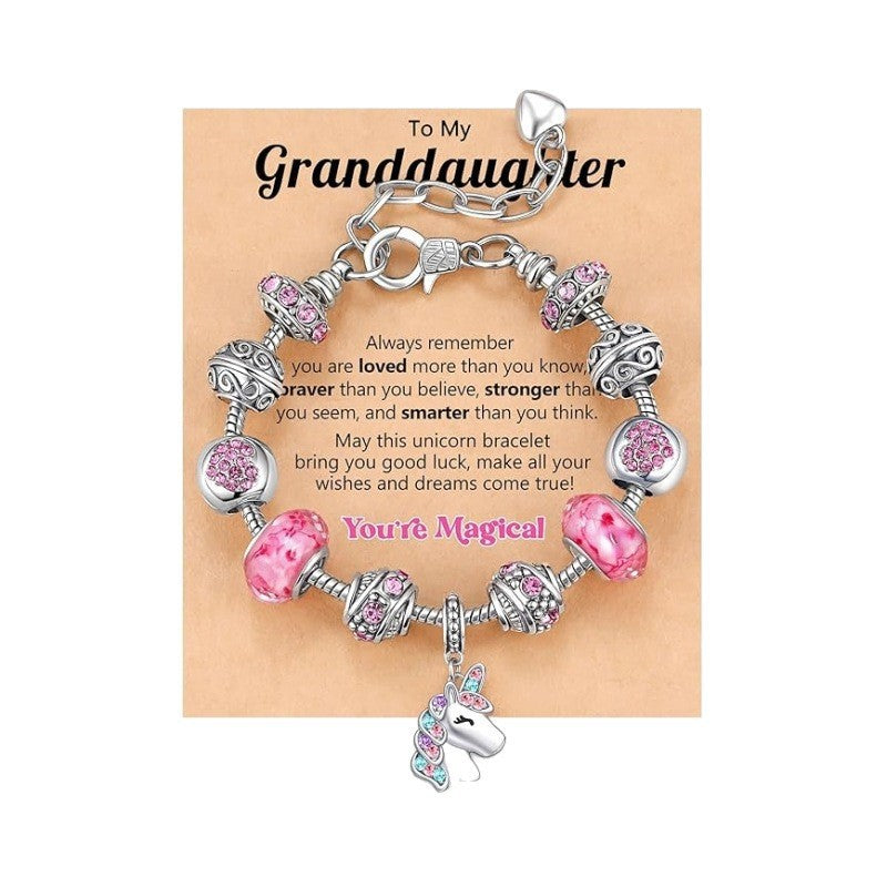 Sweet Animal Unicorn Bracelet with Imitation Pearl and Rhinestone Alloy Adjustable Gift for Women