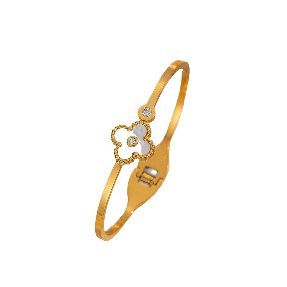 Bracciale ovale lusso minimalista da donna in acciaio al titanio con finitura placcata e anallergico in acciaio inossidabile
