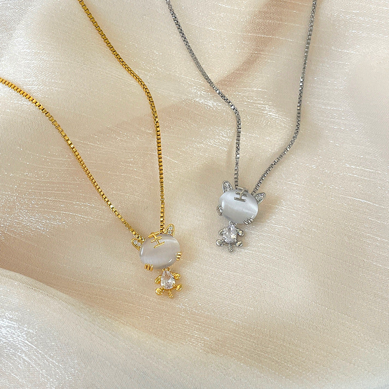 Collana con ciondolo a forma di tigre minimalista di lusso da donna in acciaio inossidabile placcato oro con catena a scatola