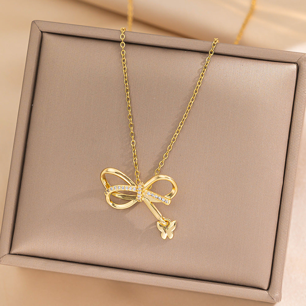 Minimalist Geometric Titanium Steel Necklace for Women with Gold Plating Locket Chain Fashion Accessory