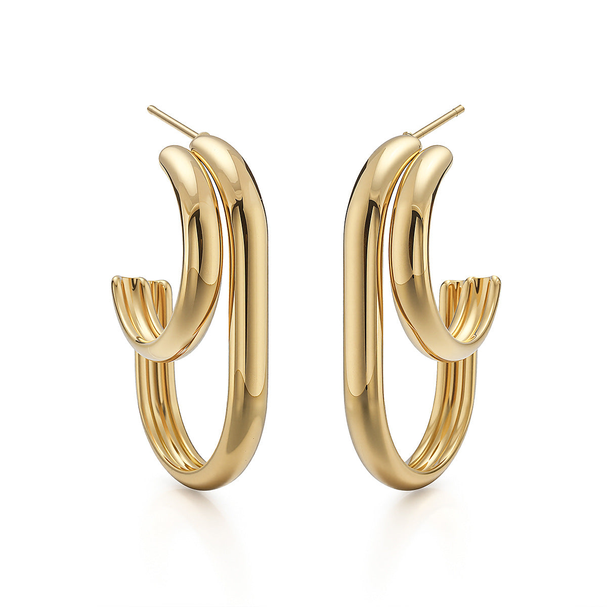 Minimalist Geometric Stainless Steel PVD Earrings for Women