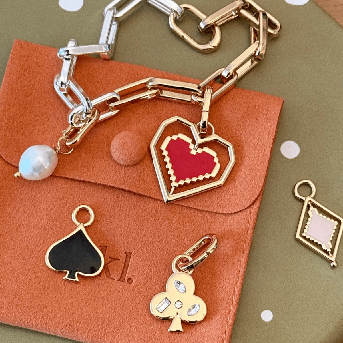 Vintage 18K Gold Plated Brass Drip Oil Cartoon Fruit Charm Bar for Women