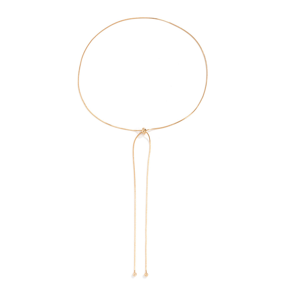 Collana minimalista regolabile a catena a maglie per donna, ciondolo geometrico in metallo con finitura galvanizzata, gioielli statement con lunga nappa
