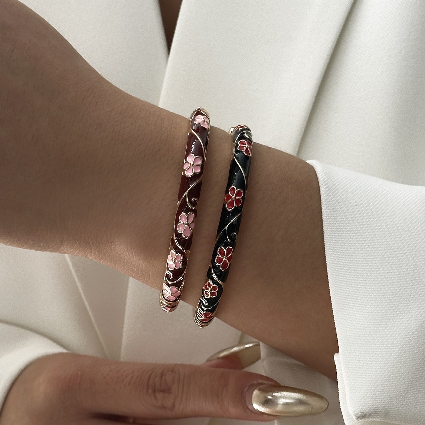 Vintage Geometric Floral Enamel Drip Oil Plated Alloy Bracelet