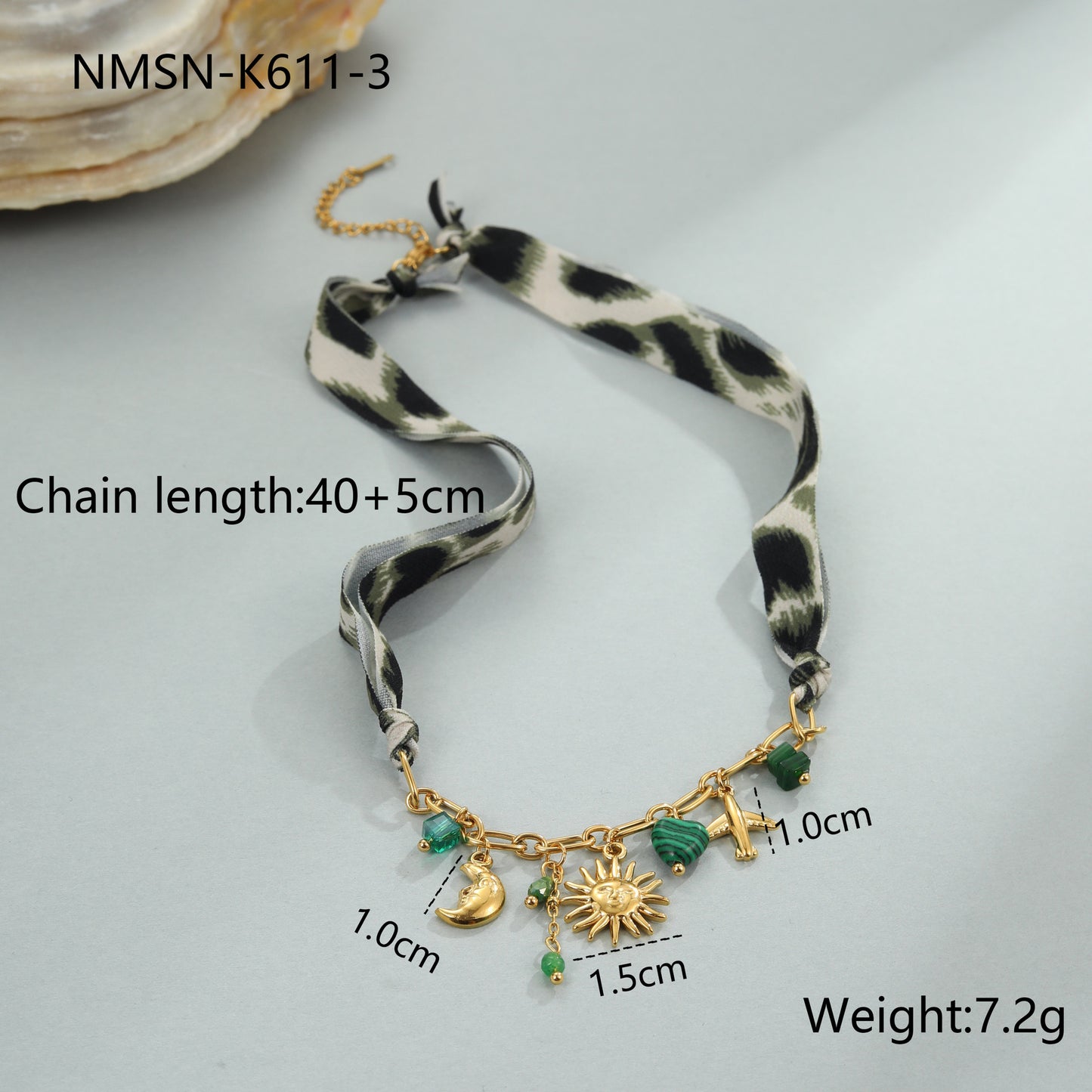 Elegante collar de acero inoxidable con estampado de leopardo geométrico y acabado chapado para mujer