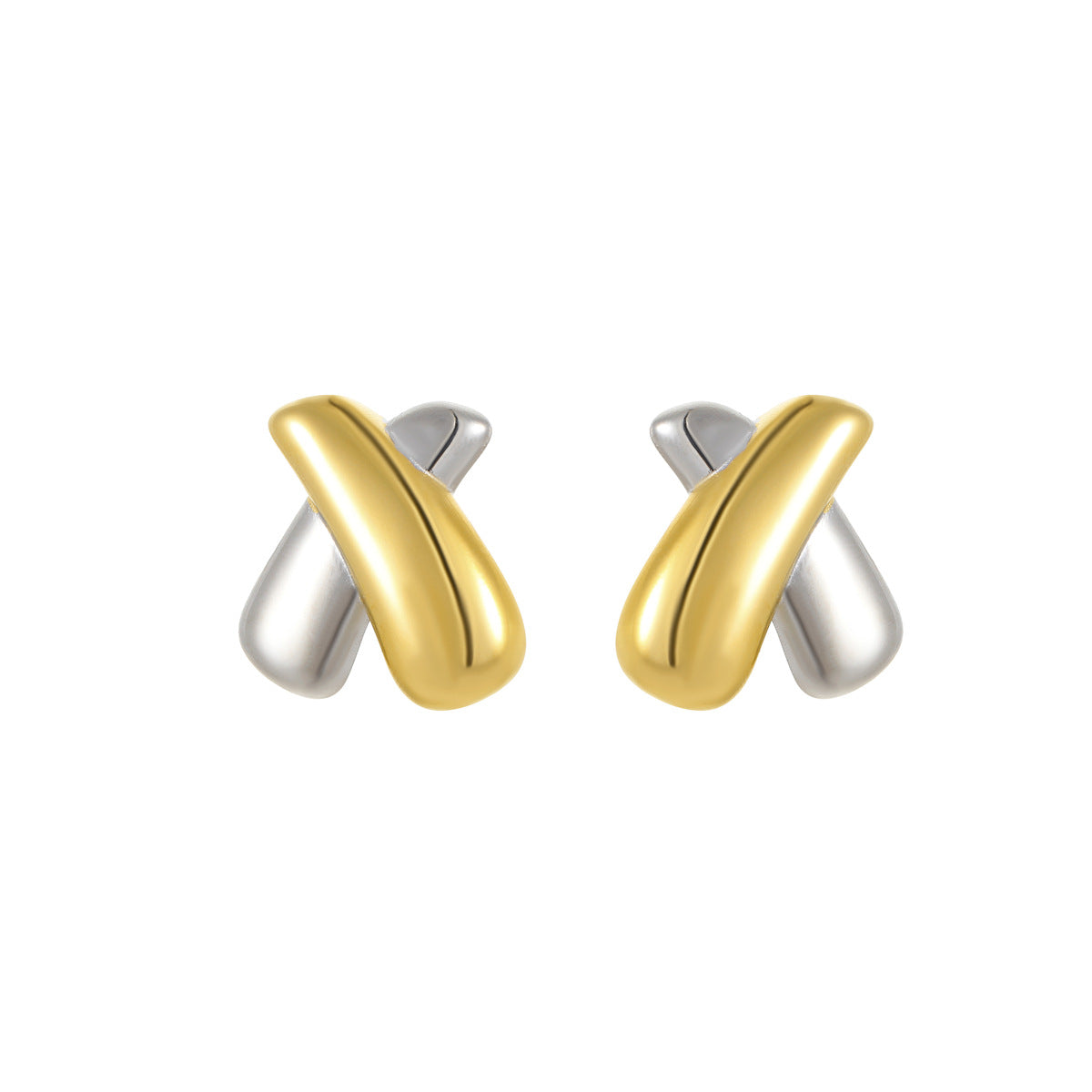 Pendientes de acero inoxidable estilo francés vintage geométricos con baño de oro de 18K para mujer