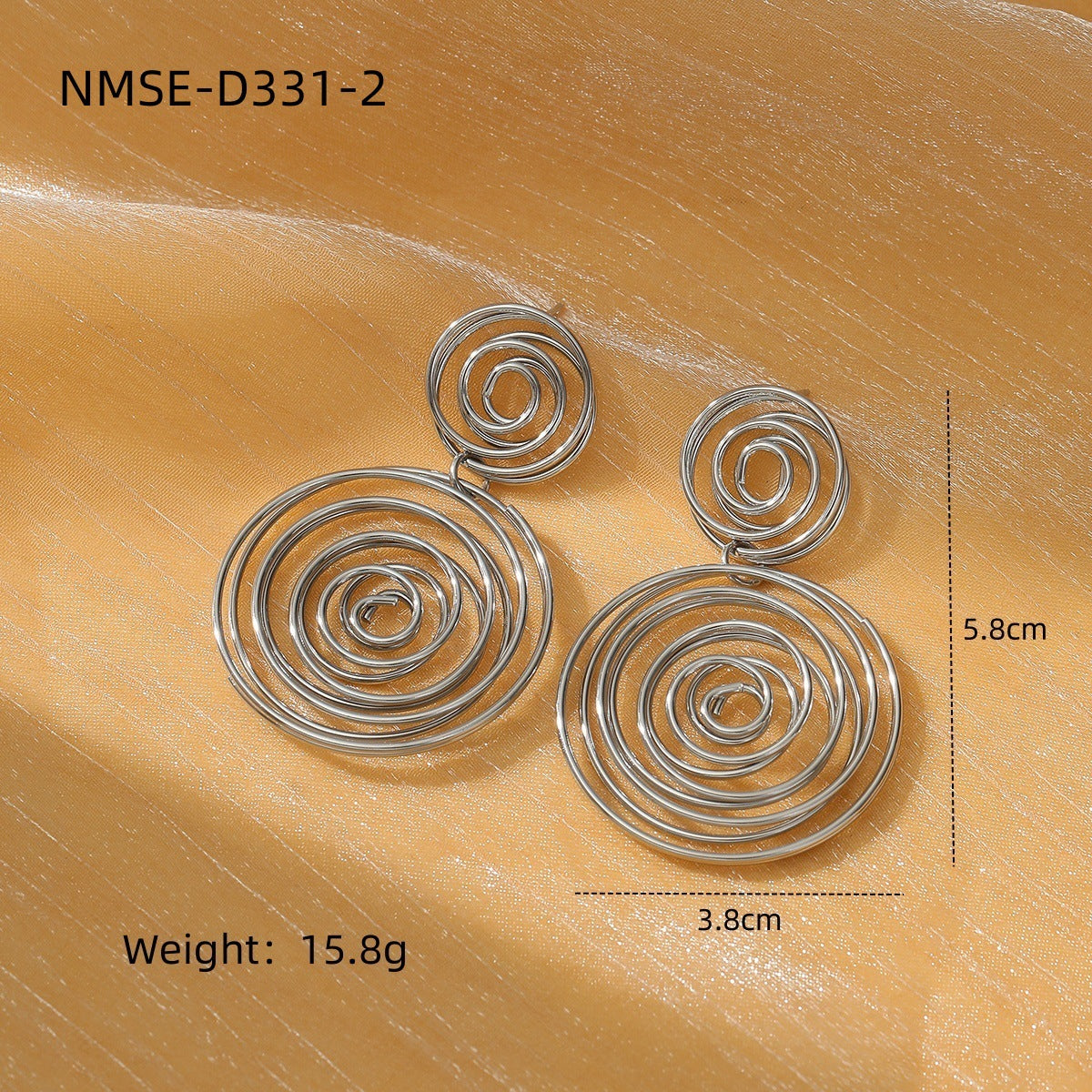 Aretes de titanio con diseño geométrico circular exagerado y acabado galvanizado para mujer