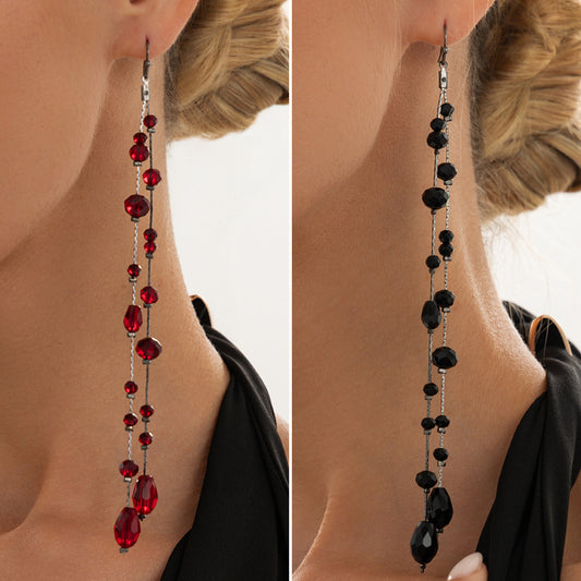 Gothic Sweet Drip Oil Plated Teardrop Crystal Earrings for Women