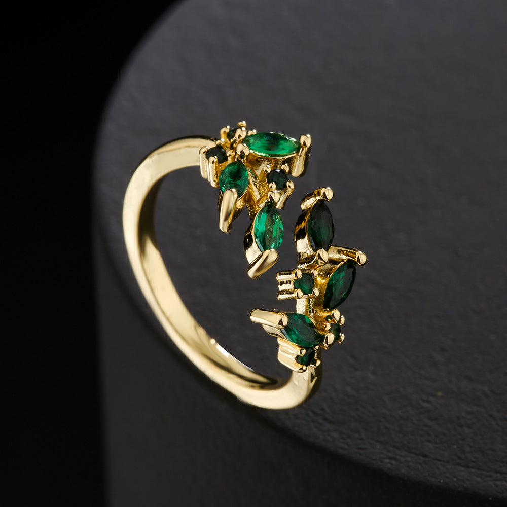 Minimalist Geometric Open Ring 18K Gold Plated Copper Micro Paved Zircon Women Fashion Jewelry