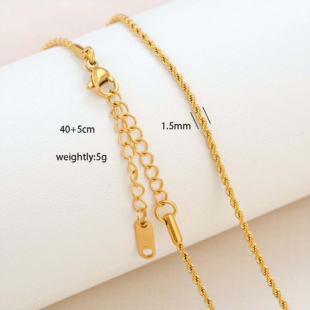 Collana Minimalista Unisex con Catenina Box in Acciaio Inossidabile Placcato Oro 18K