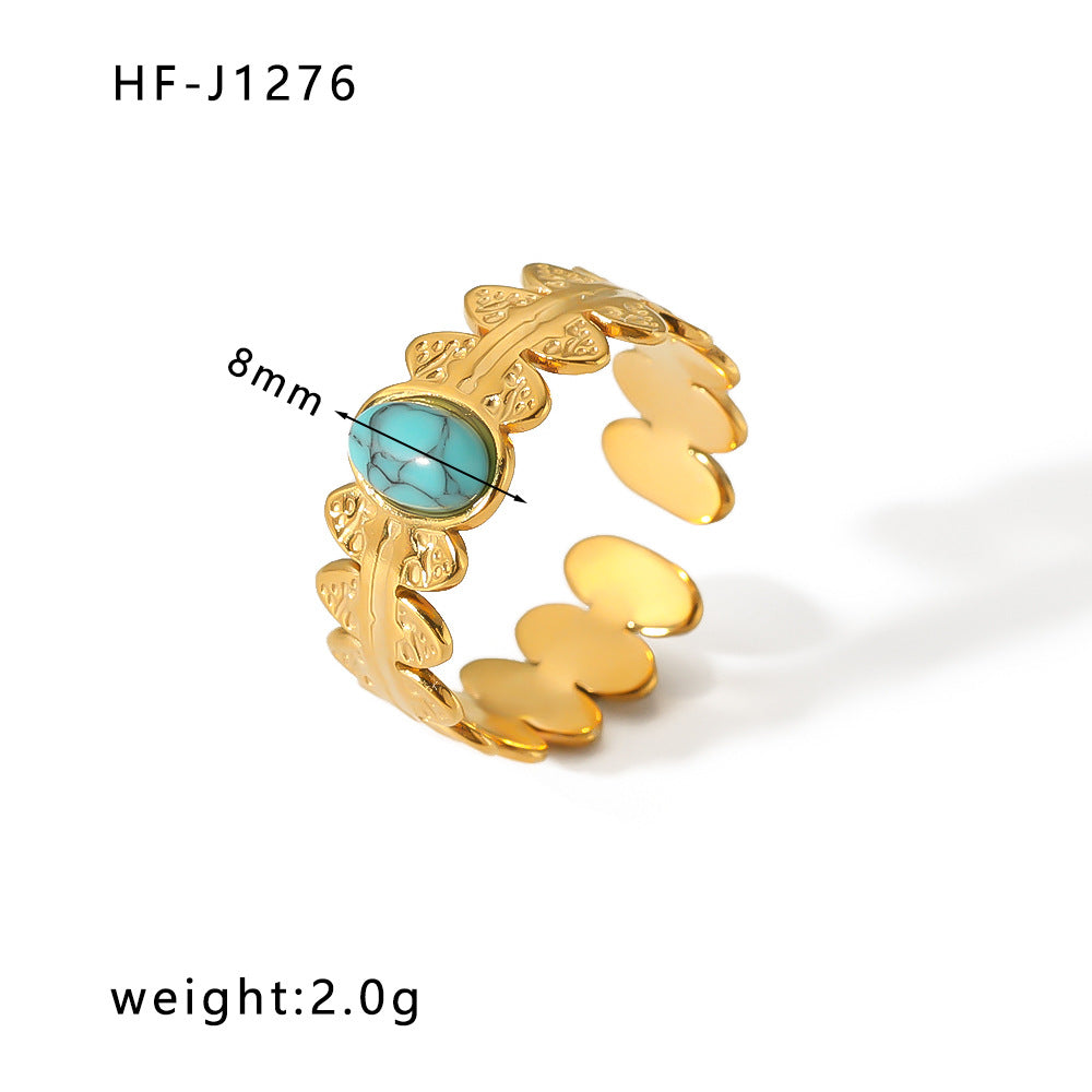 Anello da Donna Minimalista Geometrico Regolabile in Acciaio Inossidabile con Placcatura in Oro 18K