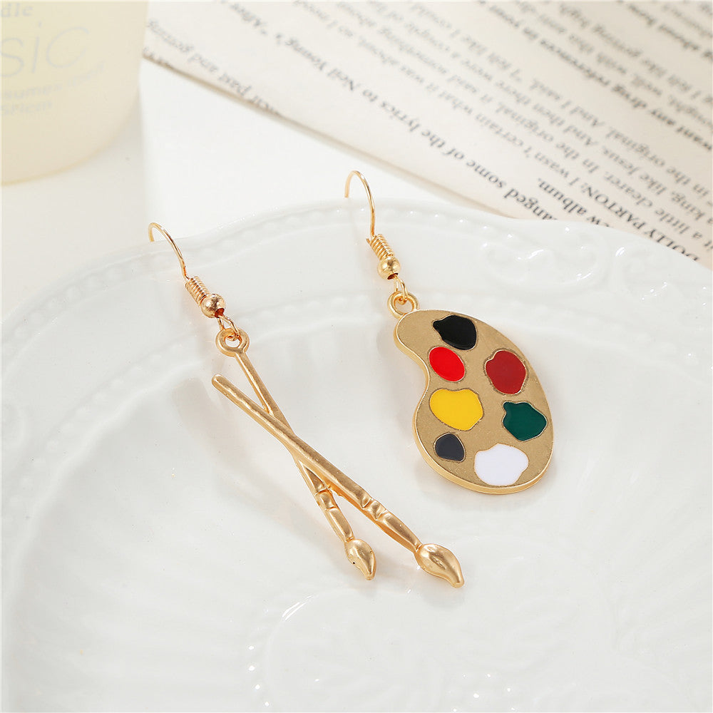 Sweet Cartoon Geometric Round Drip Oil Alloy Earrings for Women