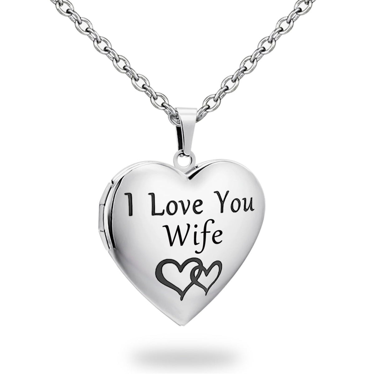 Natural Style Heart-Shaped Stainless Steel Pendant Necklace with Opening Photo Frame and Engraving Capability for Women