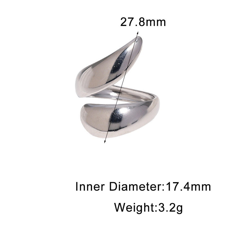 Minimalist Geometric Plated Stainless Steel Open Ring for Women