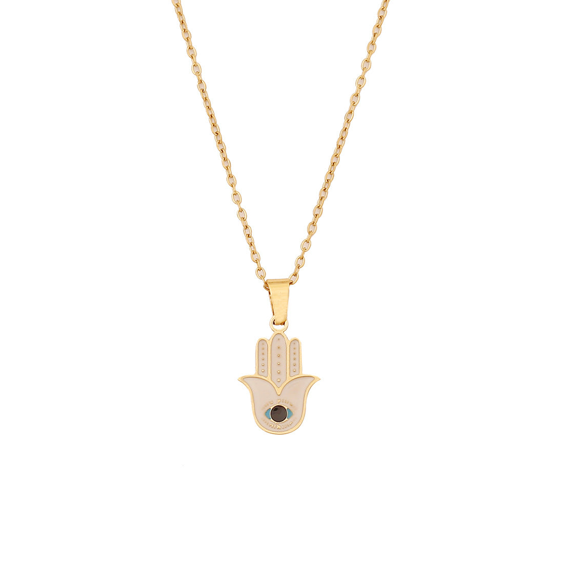 Collana Personalizzata in Acciaio Inossidabile con Smalto Geometrico a Occhio
