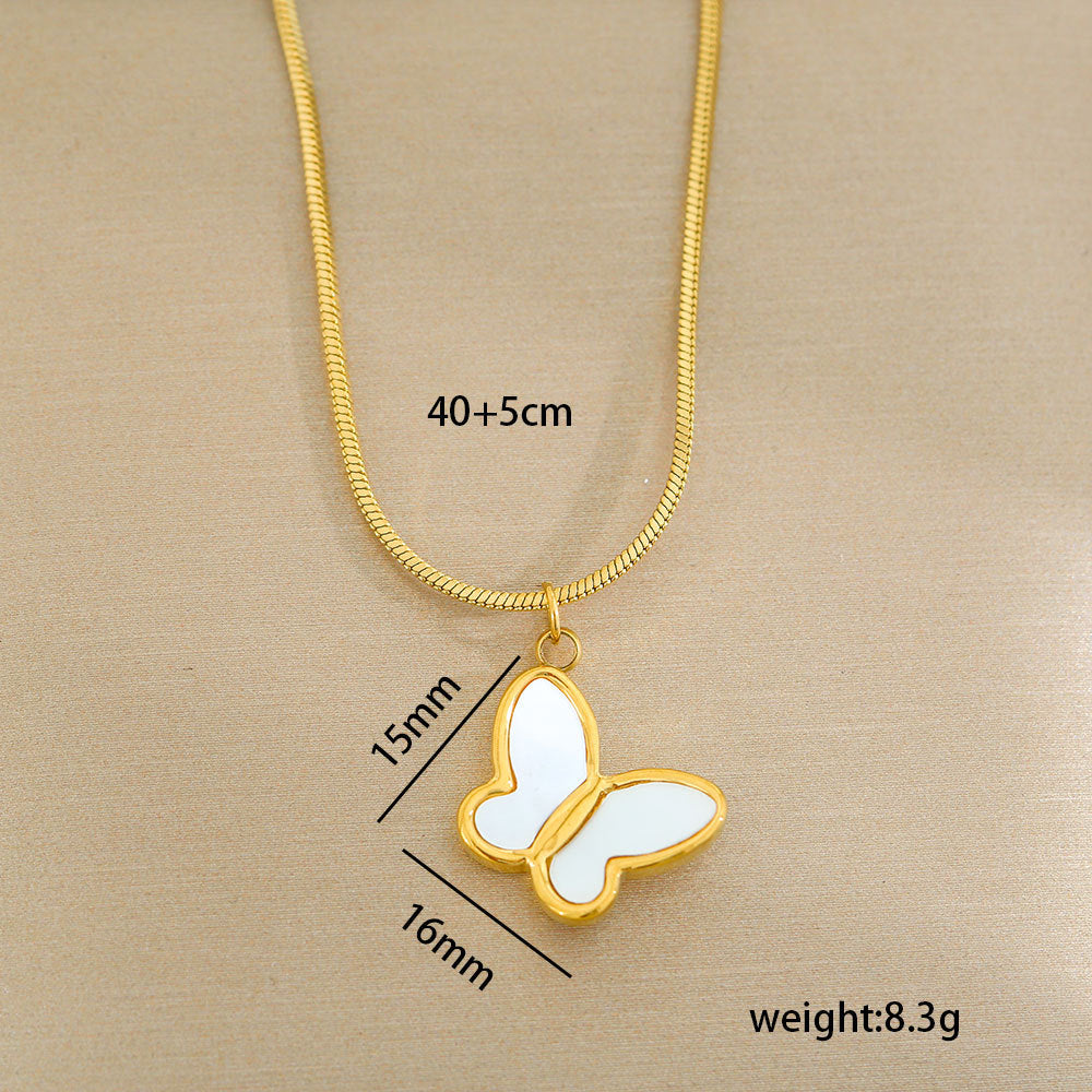 Collar minimalista de acero de titanio con forma de corazón, chapado en oro, perla y cadena ajustable para mujer