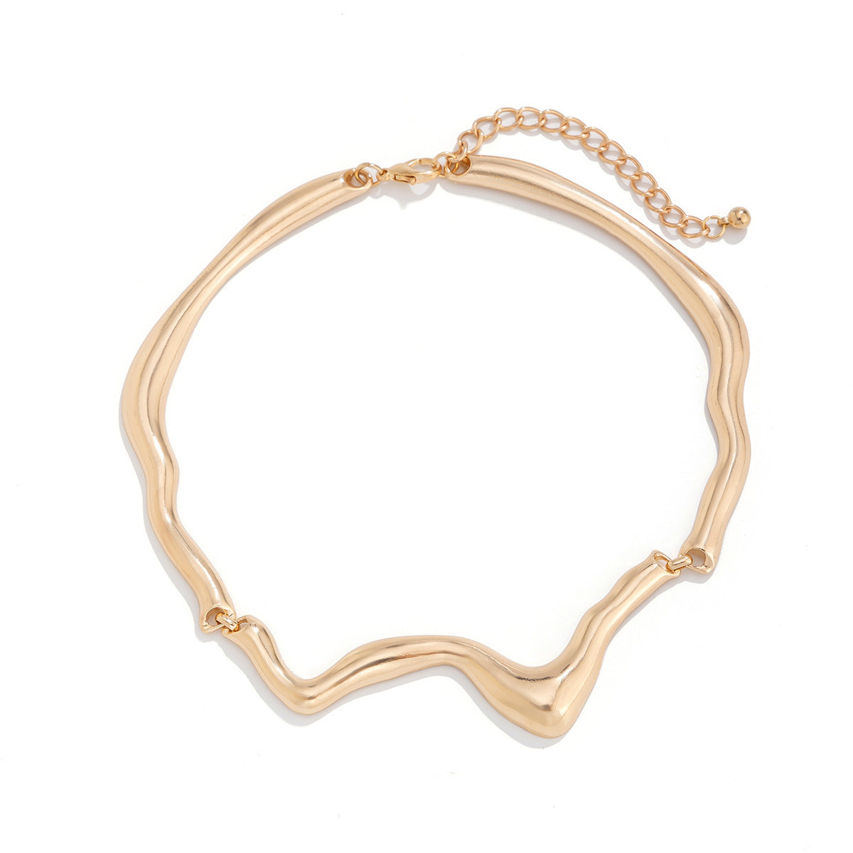 Minimalist Geometric Liquid Lava Metal Texture Alloy Choker Necklace for Women