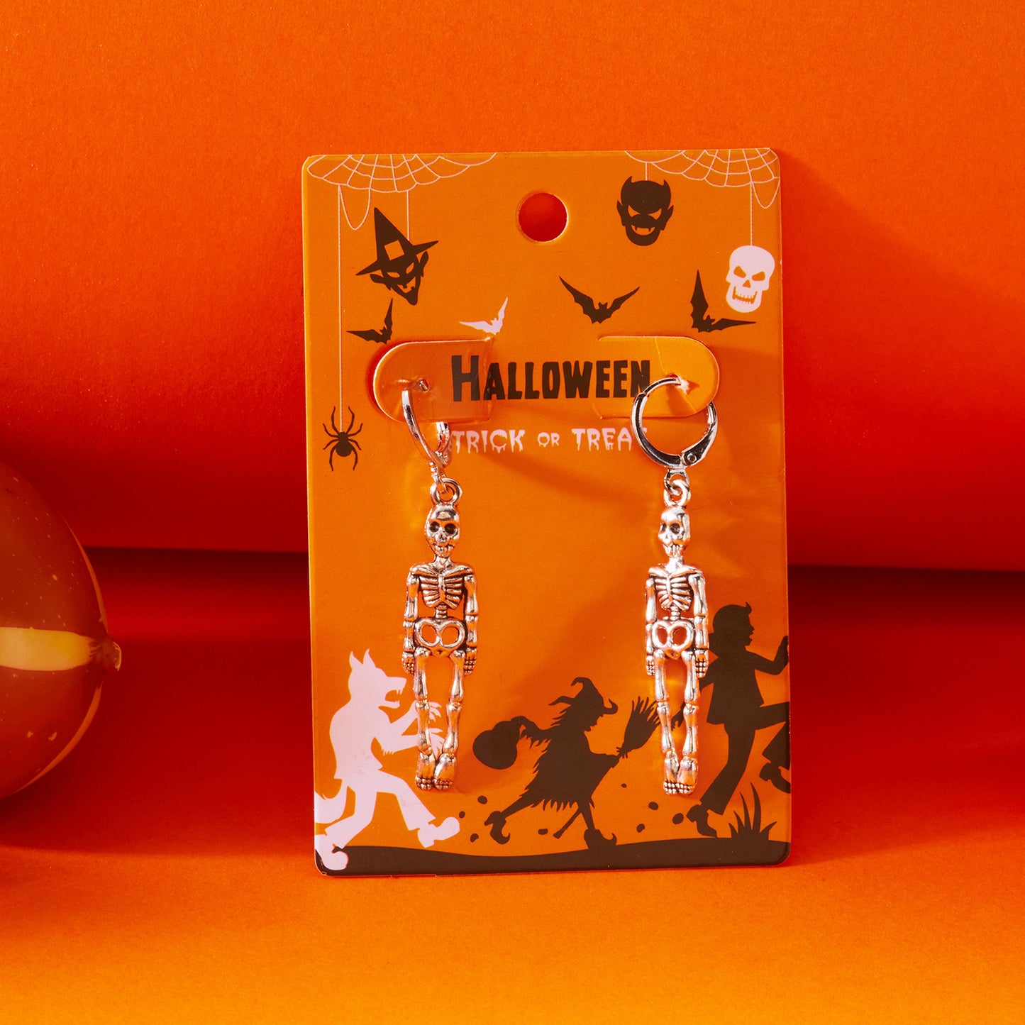 Pendientes de aleación con diseño punk geométrico para Halloween con fantasmas, calabazas, arañas y calaveras con rosas