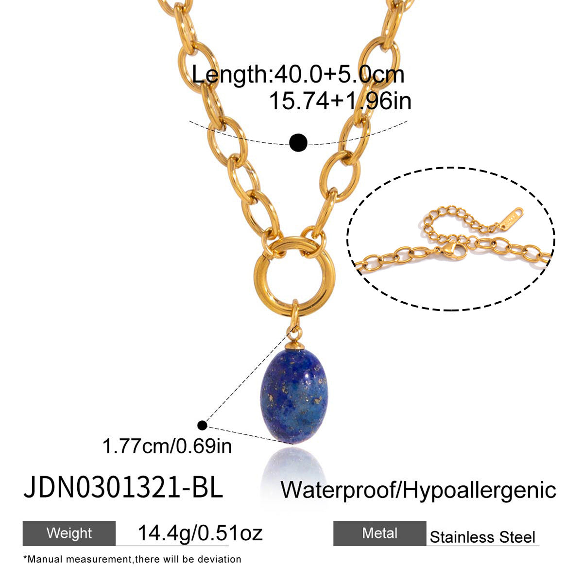 Minimalist Oval Geometric Titanium Steel Pendant Necklace Plated Stainless Steel Jewelry for Women