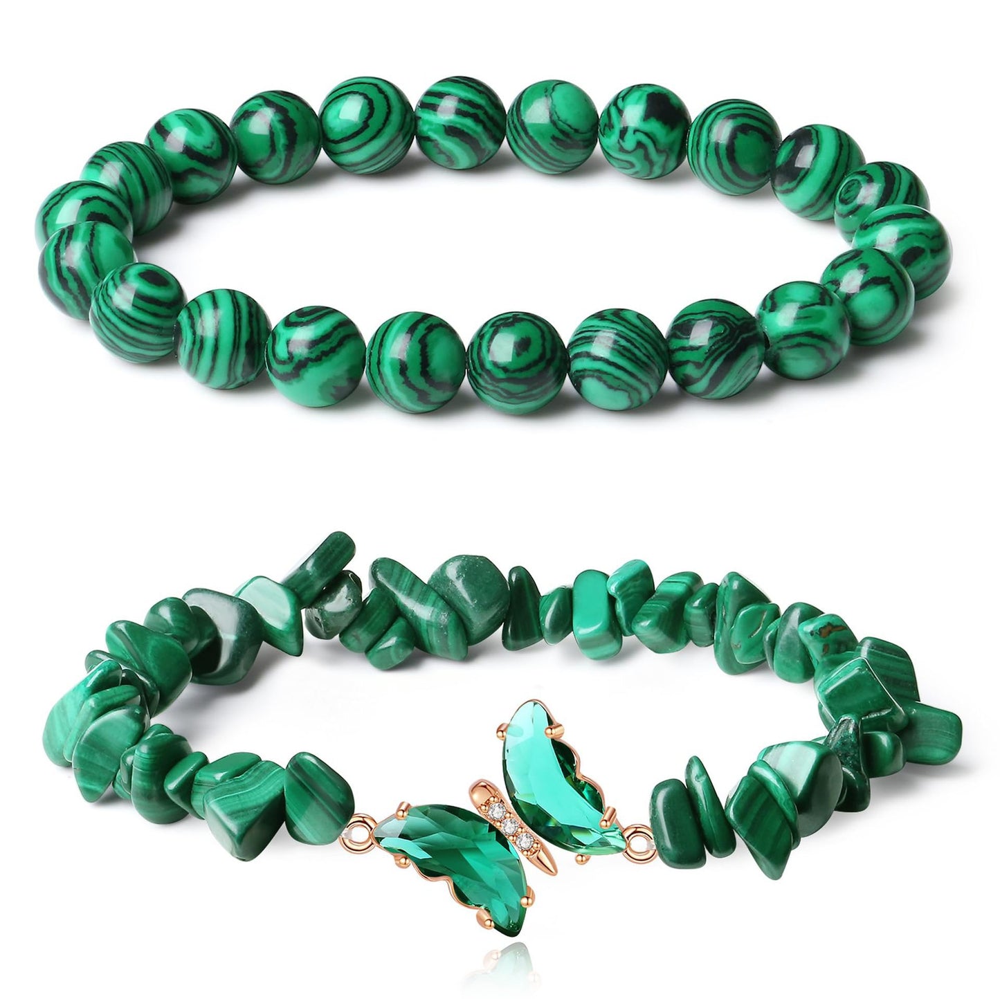 Minimalist Butterfly Geometric Crystal Charm Bar Bracelet Set