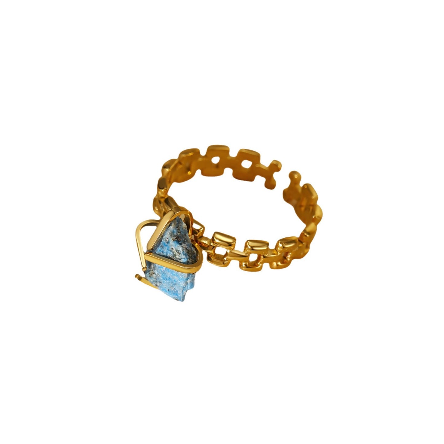 Anillo Minimalista Ajustable de Acero de Titanio Abierto para Mujer con Forma Geométrica y Acabado Bañado