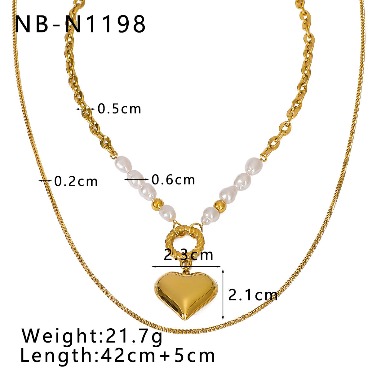 Collana con ciondolo minimalista a forma di cuore in acciaio inossidabile con charm in acciaio al titanio e finitura placcata in oro 18 carati per donna