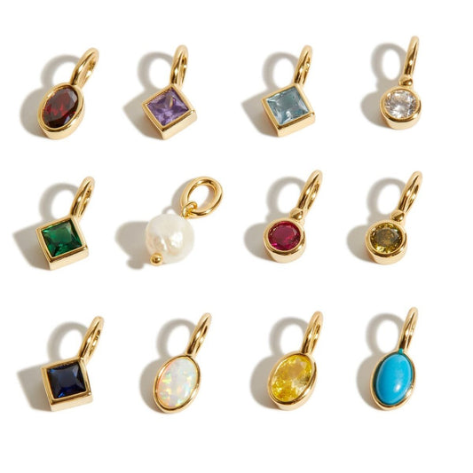 Minimalist Geometric Square Round Oval Stainless Steel Inlay Rhinestone Pendant Charm Bar for Women