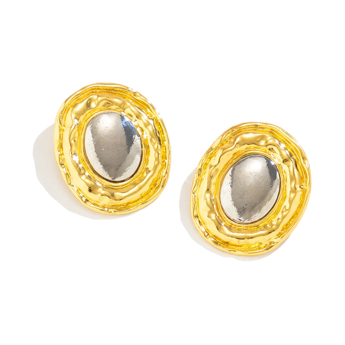 Vintage Minimalist Heart-Shaped Alloy Stud Earrings with Plated Finish for Women